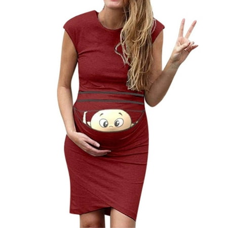 Vivianyo HD Pregnant Plus Size Summer New Round Neck Sleeveless Solid Color Printing Cute Maternity Dress Rollbacks Red
Vivianyo HD Pregnant Plus Size Summer New Round Neck Sleeveless Solid Color Printing Cute Maternity Dress Rollbacks Red