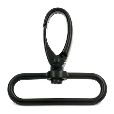 

Fenggtonqii 2 Swivel Trigger Lever Push Gate Snap Hook Lobster Claw Clasp Spring Loaded Clip Oval Ring Ended Black L-Size - Pack of 4