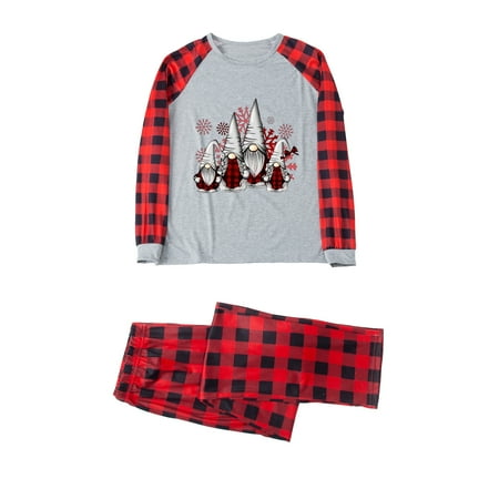 Pajamas for Women KKCXFJX Parent-child Warm Christmas Set Printed Home Wear Pajamas Two-piece Dad Set