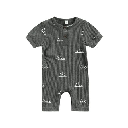 Canrulo Newborn Baby Boy Girl Summer Clothes Knitted Sun Print Romper Ribbed Jumpsuit One Piece Unixex Outfits Gray 3-6 Months
Canrulo Newborn Baby Boy Girl Summer Clothes Knitted Sun Print Romper Ribbed Jumpsuit One Piece Unixex Outfits Gray 3-6 Months