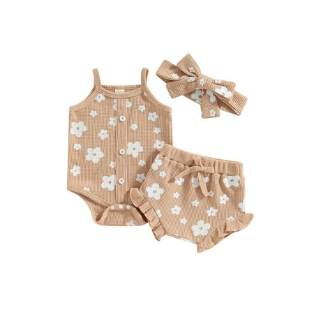 Wassery Baby Infant Girls Summer Outfits Floral Print Sleeveless Sling Romper with Floral Casual Elastic Shorts and Headband 3Pcs Set 0-18M
Wassery Baby Infant Girls Summer Outfits Floral Print Sleeveless Sling Romper with Floral Casual Elastic Shorts and Headband 3Pcs Set 0-18M