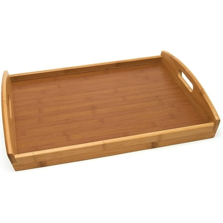 Wood Serving Tray With Veneer Bottom 18.75 X 13.75 X 3