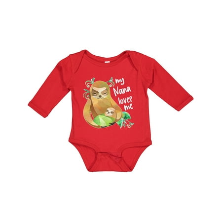 Inktastic My Nana Loves Me Cute Sloth and Baby Gift Baby Boy or Baby Girl Long Sleeve Bodysuit