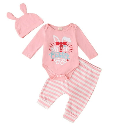 Odeerbi Toddler Floral Romper Bunny Romper Easter Three-piece Set Baby Girls Boys Long Sleeve Round Neck Jumpsuit Striped Trousers with Hat Pink
Odeerbi Toddler Floral Romper Bunny Romper Easter Three-piece Set Baby Girls Boys Long Sleeve Round Neck Jumpsuit Striped Trousers with Hat Pink
