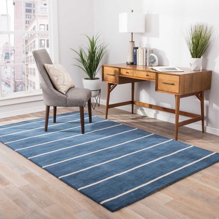 Juniper Home Fisher Handmade Stripe Blue/ Beige Area Rug (8' X 10') - 8' x 10'