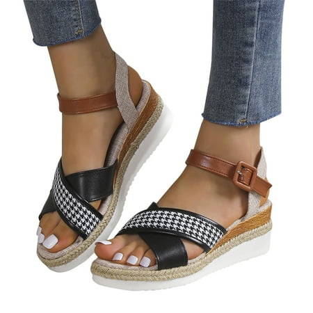 ZHAGHMIN Women Platform High Heel Wedge Sandals Summer New Fish Mouth Sandals Fashion Thick Bottom Buckle Sandals Women S Beach Shoes Black Size8.5
ZHAGHMIN Women Platform High Heel Wedge Sandals Summer New Fish Mouth Sandals Fashion Thick Bottom Buckle Sandals Women S Beach Shoes Black Size8.5