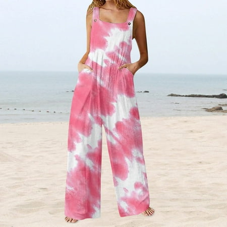 Voncos Overalls for Women Spring Summer 2023- Wide-Leg Fashion Casual Pockets Button Printed Jumpsuits Rompers Pink 6
Voncos Overalls for Women Spring Summer 2023- Wide-Leg Fashion Casual Pockets Button Printed Jumpsuits Rompers Pink 6