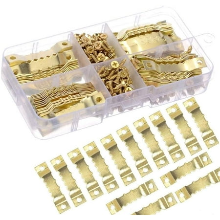 100Pcs Photo Hanger Tie Frame Hanger Picture Picture Hook in Strong and Durable Golden Metal - Hook for Frame / Picture / Canvas / Painting / Clock / Diploma
100Pcs Photo Hanger Tie Frame Hanger Picture Picture Hook in Strong and Durable Golden Metal - Hook for Frame / Picture / Canvas / Painting / Clock / Diploma