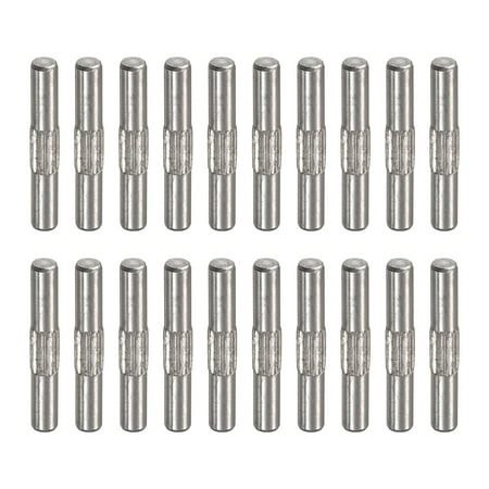 3x20mm 304 Stainless Steel Dowel Pins 20 Pack Center Knurled Flat Chamfered End Pin