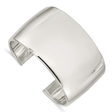 Sterling Silver 7.5in 40mm Cuff Bracelet Bangle
