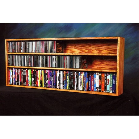 The Wood Shed Solid Oak Wall / Shelf Mount for CD / DVD / VHS Tape Media Cabinet