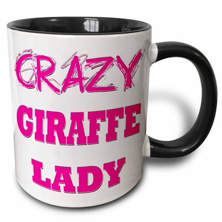 3dRose Crazy Giraffe Lady - Two Tone Black Mug 11-ounce