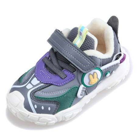 Toyella Children s short-pile quilted casual sneakers Grey 28