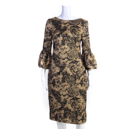 Pre-owned|Theia Womens Abstract Print Ruffle-Sleeve Cocktail Dress Black Gold Size 6
Pre-owned|Theia Womens Abstract Print Ruffle-Sleeve Cocktail Dress Black Gold Size 6