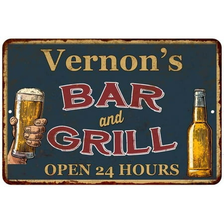 Vernon's Green Bar and Grill Personalized Metal Sign 8x12 Decor 208120044663