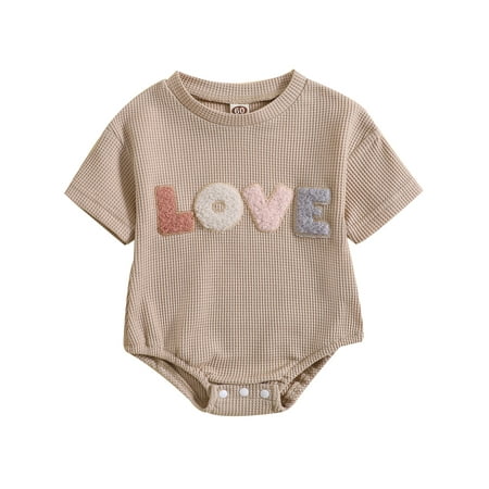 Wallarenear Baby Girl Romper Waffle Knit Bubble Onesie Love Letter Print Bodysuit Jumpsuit
Wallarenear Baby Girl Romper Waffle Knit Bubble Onesie Love Letter Print Bodysuit Jumpsuit