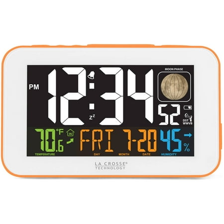 La Crosse Technology 617-1485O LED Color Alarm Clock with USB Charging Port, Orange