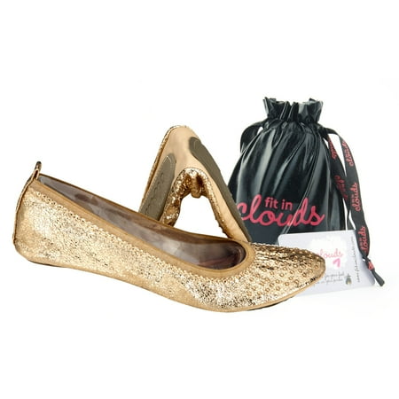 Fit In Clouds foldable portable flats with embellished metallic studs