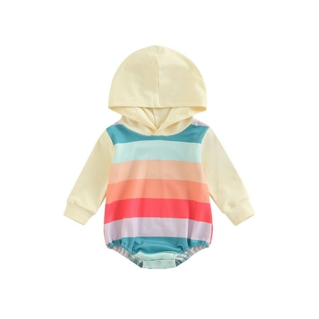 Infant Newborn Baby Boys Girls Colorful Jumpsuits Casual Long Sleeve Hooded Striped Fall Bodysuit
Infant Newborn Baby Boys Girls Colorful Jumpsuits Casual Long Sleeve Hooded Striped Fall Bodysuit