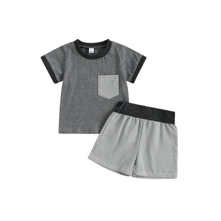 Sunisery Toddler Kids Boys 2PCS Tops Shorts Sets Short Sleeve Contrast Color T-shirt Elastic Shorts Sets Summer Clothes Dark Gray 3-4 Years
Sunisery Toddler Kids Boys 2PCS Tops Shorts Sets Short Sleeve Contrast Color T-shirt Elastic Shorts Sets Summer Clothes Dark Gray 3-4 Years