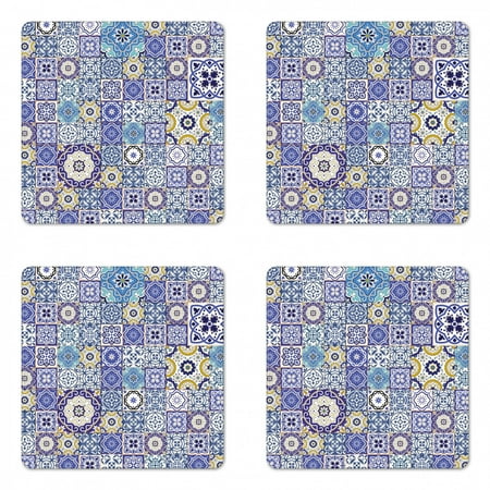 Blue Coaster Set of 4 Rich Pattern of Moroccan Tiles Patchwork Style Pattern Oriental Square Hardboard Gloss Coasters Standard Size Multicolor by Ambesonne
Blue Coaster Set of 4 Rich Pattern of Moroccan Tiles Patchwork Style Pattern Oriental Square Hardboard Gloss Coasters Standard Size Multicolor by Ambesonne