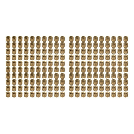 M2 x 3mm Brass Cylinder Knurled Threaded Round Insert Embedded Nuts 200Pcs