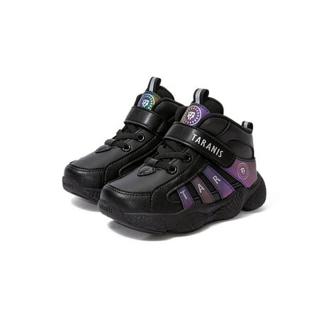 TARANIS Toddler Kids Soft-soled Sneakers Leather Lightweight Breathable Non-slip Hook-and-loop Fastener Walking Shoes For Boys Girls