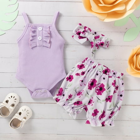 Leutsin Baby Boys Short-Sleeve Bodysuit Toddler Kids Girls Summer Sling Flowers Printed Outfit Headband Three-piece Suit
Leutsin Baby Boys Short-Sleeve Bodysuit Toddler Kids Girls Summer Sling Flowers Printed Outfit Headband Three-piece Suit