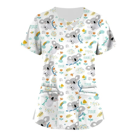 HIMIWAY Plus Size Cute Printed Scrub Working Uniform Tops For Women Cross V-Neck Short Sleeve Fun T-Shirts Workwear Tee With Pockets
HIMIWAY Plus Size Cute Printed Scrub Working Uniform Tops For Women Cross V-Neck Short Sleeve Fun T-Shirts Workwear Tee With Pockets