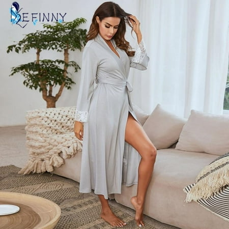 Sonbest Ladies New Solid Color Cotton Bathrobe Lace Edge Sexy Plus Size Pajamas Night Gown Casual Home Wear Gray XL
Sonbest Ladies New Solid Color Cotton Bathrobe Lace Edge Sexy Plus Size Pajamas Night Gown Casual Home Wear Gray XL
