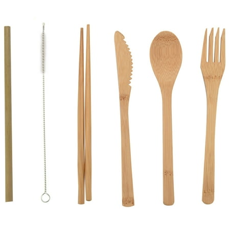 Bamboo Cutlery Set - Kitchen Utensils Travel Reusable Wooden Fork Spoon Chopsticks - Friendly Natural Flatware - Camping Portable Travel 6 Pieces Pack Set with Bag
Bamboo Cutlery Set - Kitchen Utensils Travel Reusable Wooden Fork Spoon Chopsticks - Friendly Natural Flatware - Camping Portable Travel 6 Pieces Pack Set with Bag
