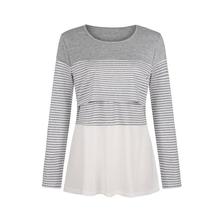 Pregnant Women s Spring and Autumn Long Sleeve Breastfeeding Clothes Fashionable Patchwork Stripe Round Neck T-shirt Casual Loose Maternity Nursing Top
Pregnant Women s Spring and Autumn Long Sleeve Breastfeeding Clothes Fashionable Patchwork Stripe Round Neck T-shirt Casual Loose Maternity Nursing Top