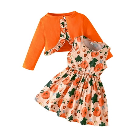 KUNKASA Kids 2024 Fall Fashion Set Girls Halloween Pumpkin Print Long Sleeved Shaw Sleeveless Dress Two Piece Casual Clothes 2-3 Years
KUNKASA Kids 2024 Fall Fashion Set Girls Halloween Pumpkin Print Long Sleeved Shaw Sleeveless Dress Two Piece Casual Clothes 2-3 Years