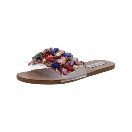 Steve Madden Womens Brielle Embellished Flat Flat Sandals