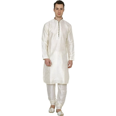 Royal Kurta Men s Jacquard Silk Kurta Pyjama Beige