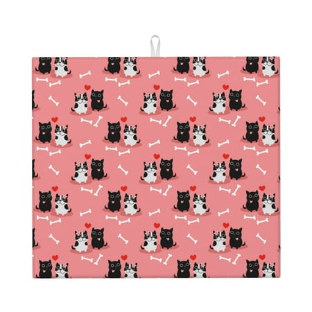 Dish Drying Mats for Kitchen Counter - Pink Cute Couple Cats Love Bones 16x18In Anti-Slip Absorbent Microfiber Drying Mat for Kitchen Counter Mat Dish Rack Mat with Hanging Loop
Dish Drying Mats for Kitchen Counter - Pink Cute Couple Cats Love Bones 16x18In Anti-Slip Absorbent Microfiber Drying Mat for Kitchen Counter Mat Dish Rack Mat with Hanging Loop