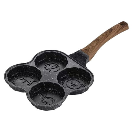 4 Hole Omelet Pan Egg Steak Pot Simple Cleaning with Wooden Handle Cooking Tool style B
