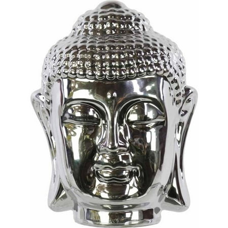Urban Trends Collection: Ceramic Buddha Head, Polished Chrome Finish, Silver