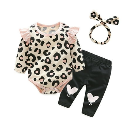 Maxcozy Newborn Baby Girl Leopard Ruffled Bodysuit Tops + Pants Long Sleeve Outfit with Headband Set
Maxcozy Newborn Baby Girl Leopard Ruffled Bodysuit Tops + Pants Long Sleeve Outfit with Headband Set