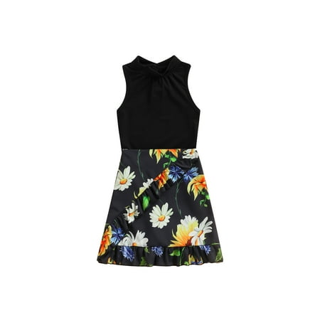 Sunisery 2PCS Toddler Girls Summer Outfits Sleeveless Mock Neck Ruched Tank Tops and Floral Skirt Set
Sunisery 2PCS Toddler Girls Summer Outfits Sleeveless Mock Neck Ruched Tank Tops and Floral Skirt Set