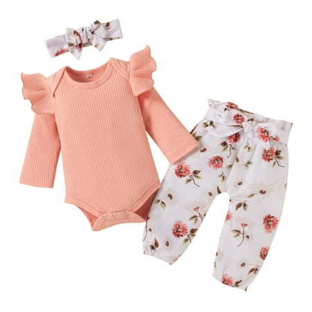 YWDJ 0-12 Month Girls Outfit Set French Rib Cotton Long-sleeved Romper Trousers Floral Pants Headwear Suit Pink 100
YWDJ 0-12 Month Girls Outfit Set French Rib Cotton Long-sleeved Romper Trousers Floral Pants Headwear Suit Pink 100