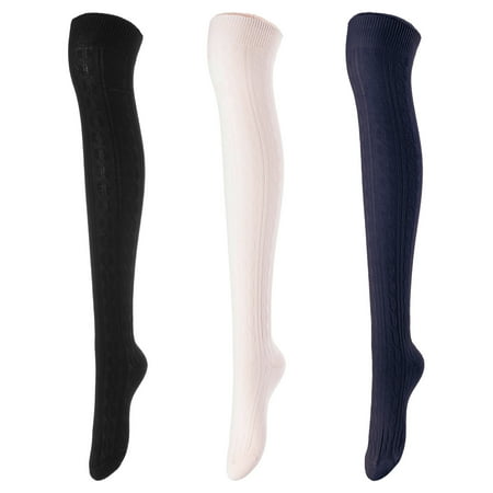 Lovely Annie Women s 3 Pairs Incredible Durable Super Soft Unique Over Knee High Thigh High Cotton Socks Size 5-9 A1024 (Black Beige Navy)
Lovely Annie Women s 3 Pairs Incredible Durable Super Soft Unique Over Knee High Thigh High Cotton Socks Size 5-9 A1024 (Black Beige Navy)