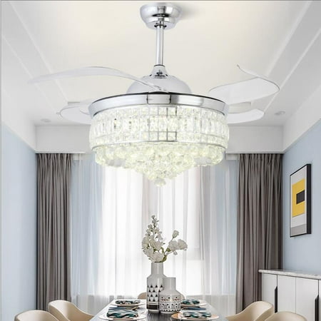 AFANQI 42 Luxury Crystal Chandelier with Fan Invisible Ceiling Fan Remote 3 Color 3 Speed LED Fandelier Light Fixture for Living Room Bedroom Chorme Finish
AFANQI 42 Luxury Crystal Chandelier with Fan Invisible Ceiling Fan Remote 3 Color 3 Speed LED Fandelier Light Fixture for Living Room Bedroom Chorme Finish