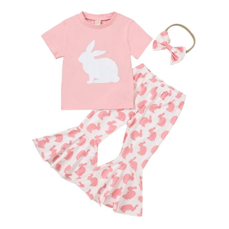 Coduop Toddler Girls Easter Outfit Baby Kids Short Sleeve Rabbit Print T-shirt and Flare Pants Sets
Coduop Toddler Girls Easter Outfit Baby Kids Short Sleeve Rabbit Print T-shirt and Flare Pants Sets