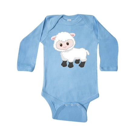 Inktastic Cute White Lamb Gift Baby Boy or Baby Girl Long Sleeve Bodysuit