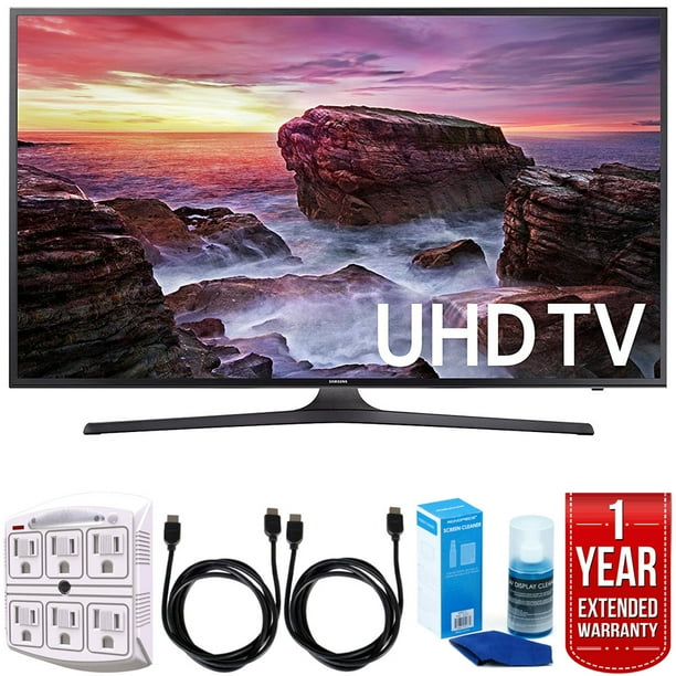 Samsung UN40MU6290 6-Series 39.9" LED 4K UHD Smart TV w/ Warranty Bundle includes TV, 1 Year Extended Warranty, 6ft High Speed HDMI Cable x 2, Universal Screen Cleaner, and 6-Outlet Surge Adapter
