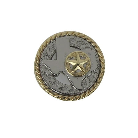 Silver and Gold Texas Outline and TX Star Screw Back Concho
