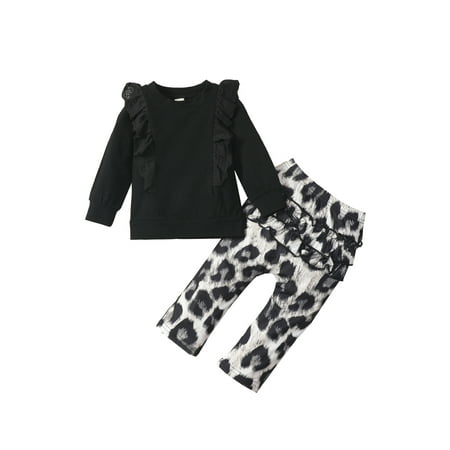 BrilliantMe Little Girls Solid Color Long Sleeve Tops and Leopard Long Pants Set Autumn Clothes Outfits Black 18-24 Months
BrilliantMe Little Girls Solid Color Long Sleeve Tops and Leopard Long Pants Set Autumn Clothes Outfits Black 18-24 Months