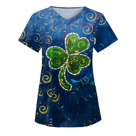 Odeerbi St. Patrick s Day Scrub Tops for Women Fashion Short Sleeve V-Neck Working Uniform Printing Blouse with Pocket Blue
Odeerbi St. Patrick s Day Scrub Tops for Women Fashion Short Sleeve V-Neck Working Uniform Printing Blouse with Pocket Blue