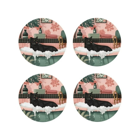 Tideii Black Cat Pink Bathroom for Leather Coasters 4 Pieces Anti-fouling and Anti-scalding Decorative Coasters Suitable for Restaurants Kitchens Coffee Shops-Round Shape
Tideii Black Cat Pink Bathroom for Leather Coasters 4 Pieces Anti-fouling and Anti-scalding Decorative Coasters Suitable for Restaurants Kitchens Coffee Shops-Round Shape